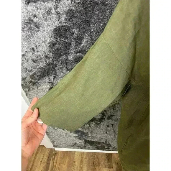 SOLD NWT Bryn Walker Bingley Shift Linen Dress Size M Olive Green Half Sleeve - Picture 3 of 13